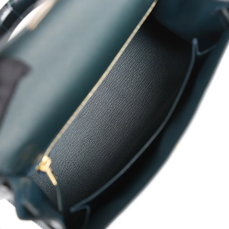 H Kelly Sellier 25 Vert Rousseau Madame and Shiny Niloticus Crocodile Touch Gold Hardware - Image 7