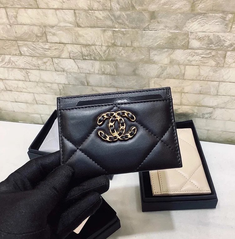 cc CO-CO 19 Card Holder Wallet 11cm/4.3in Gold Toned Hardware For Women Black - Image 4
