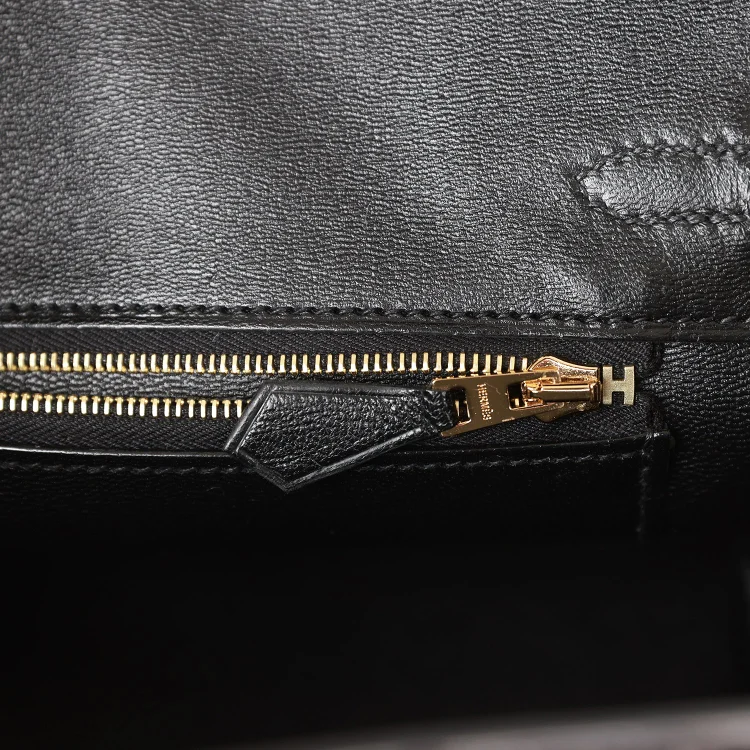 H Birkin 25 Black Shiny Niloticus Crocodile Gold Hardware - Image 8