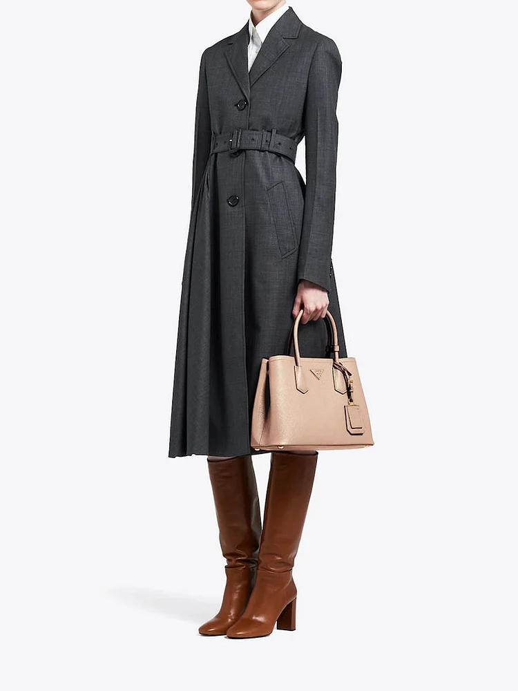 PP Small Saffiano Leather Double PP Bag in Powder Pink - Image 5