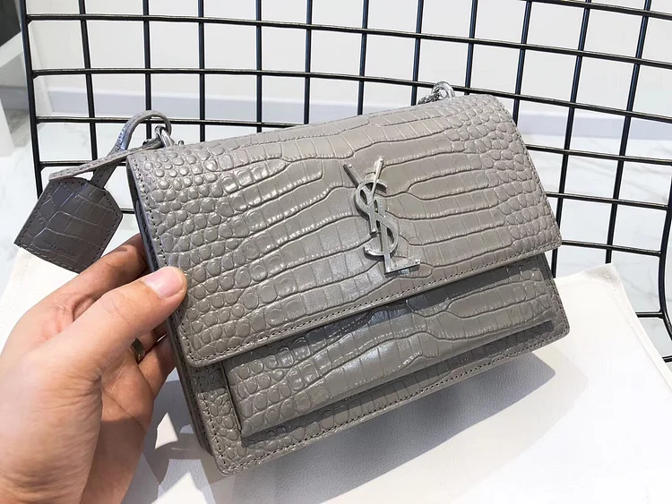 Y Medium Sunset In Crocodile Embossed Shiny Leather Bag - Image 2