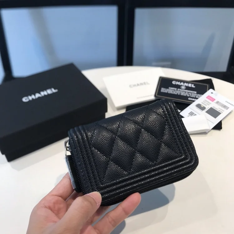 cc CO-CO Boy Flap Card Holder 11.5cm/4.5in Silver Hardware For Women Black - Image 7
