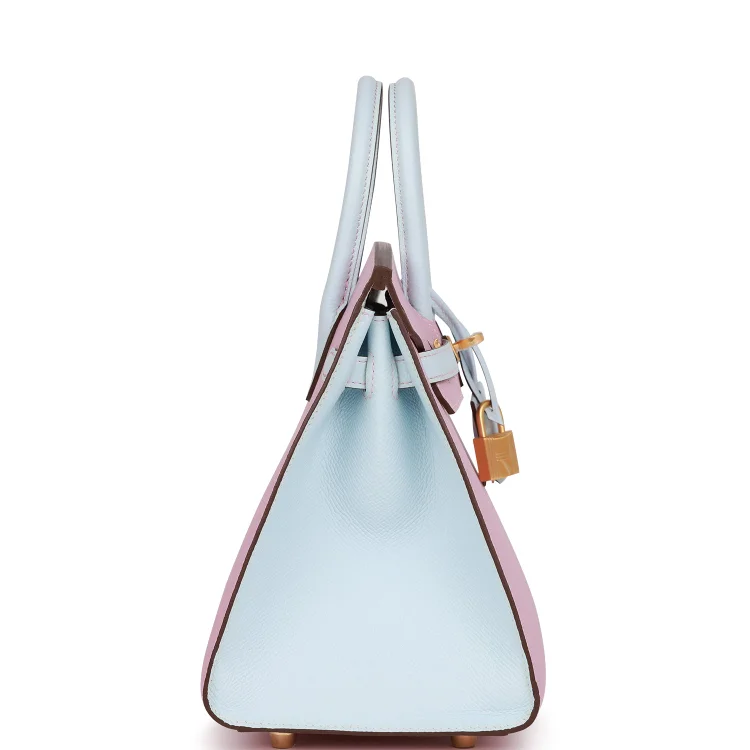 H Special Order (HSS) Birkin Sellier 25 Mauve Syestre and Bleu Brume Epsom Brushed Gold Hardware - Image 2