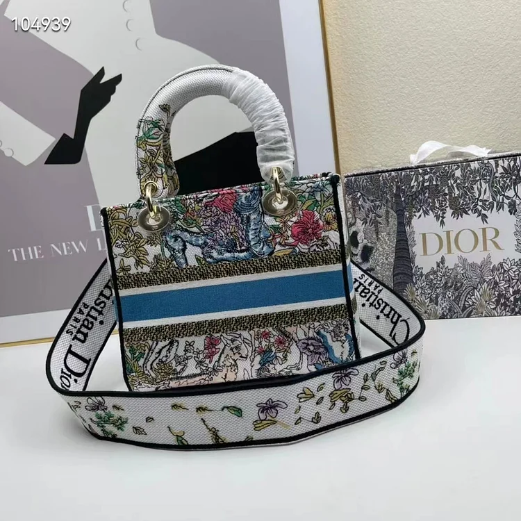 CD Women CD Medium Lady D-Lite Bag Latte Multicolor D-Constellation Embroidery - Image 4