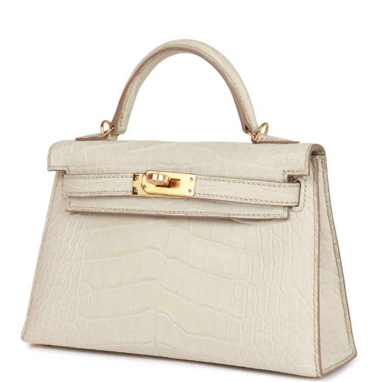 H Kelly Sellier 20cm Beton Matte Alligator Gold Hardware - Image 4