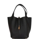 H Picotin Lock 22 Black Clemence Gold Hardware
