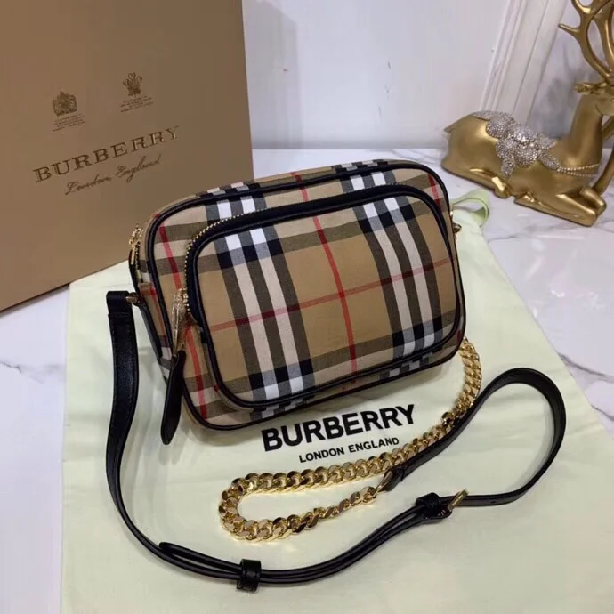 bb Vintage Check Cotton Camera Bag Neutral For Women, Women??s Bags 7.7in/19.5cm