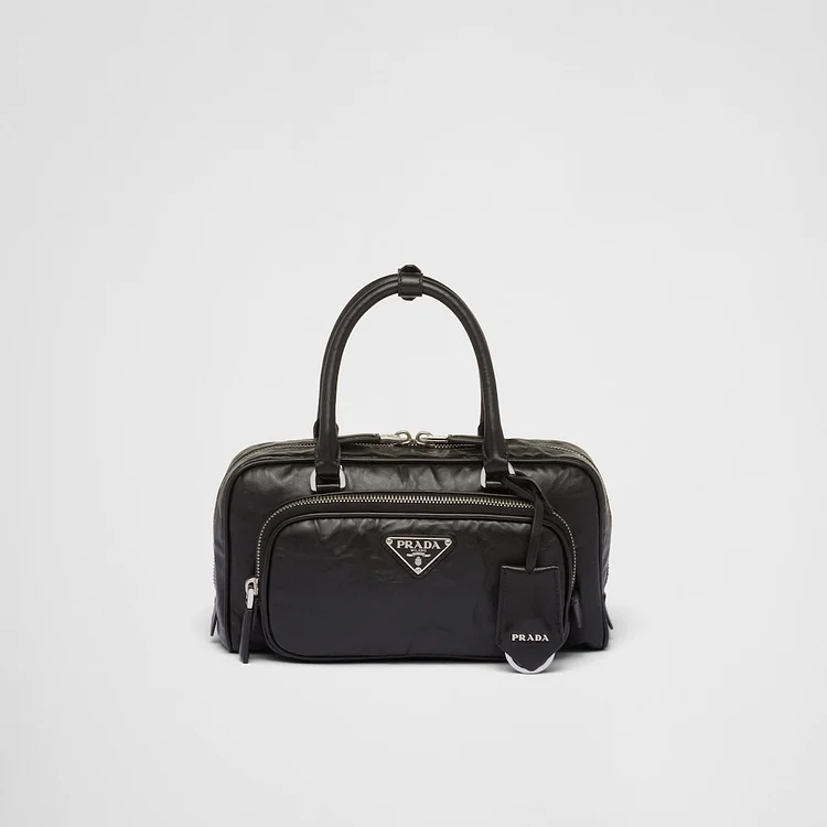 PP Antique nappa leather multi-pocket top-handle bag ?C Black