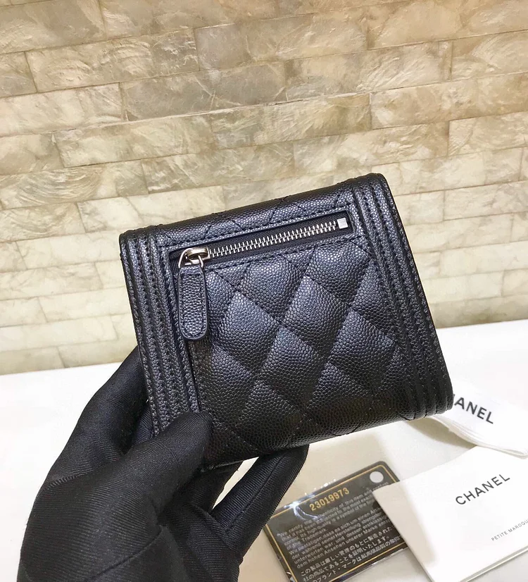 cc CO-CO Boy Flap Card Holder 11cm/4.3in Silver Hardware For Women Black - Image 5