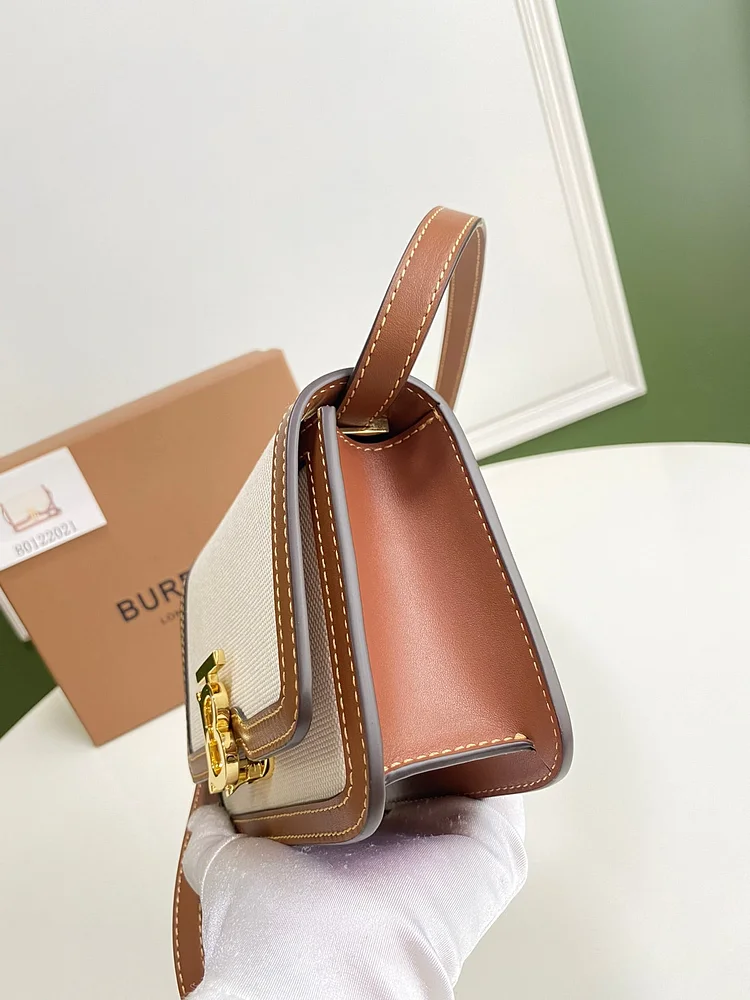 Bur Small Two Tone Canvas Leather TB Bag - Image 4
