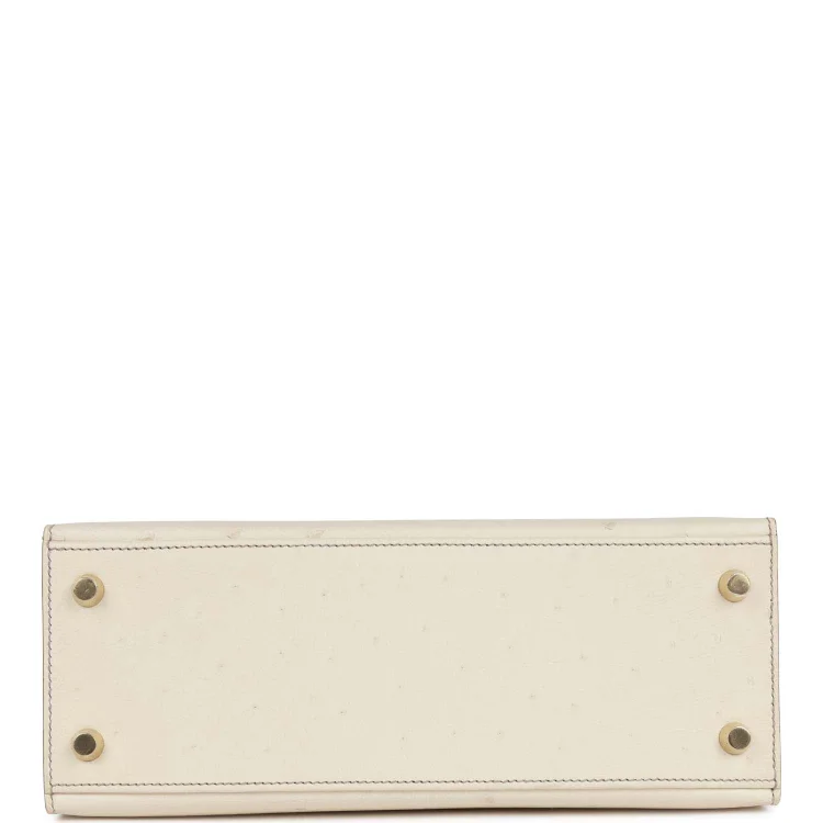 H Special Order (HSS) Kelly Sellier 25 Beton and Gris Asphalte Ostrich Gold Hardware - Image 5