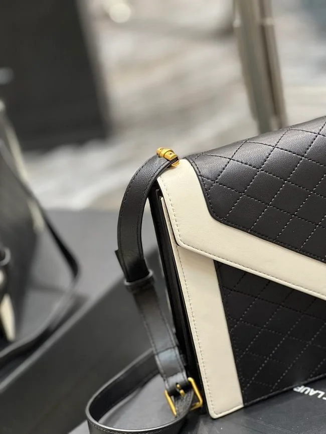 Y Gaby Satchel in Lambskin and Lamb Leather Black&White - Image 6