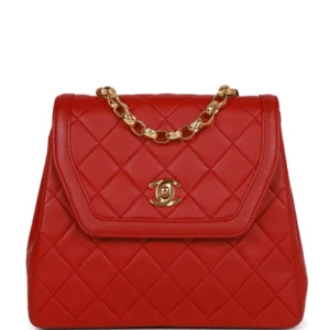 Vintage CC Trapeze Flap Bag Red Lambskin Gold Hardware
