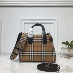 bb Small Banner Vintage Check And Tote Black For Women, Women??s Bags 10.5in/26cm