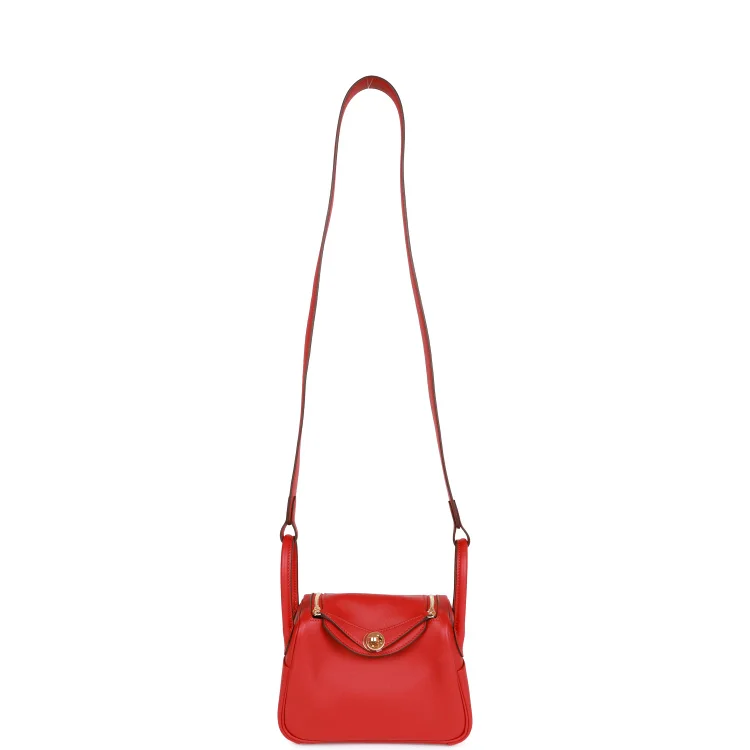 H Mini Lindy Rouge Piment Swift Gold Hardware - Image 7