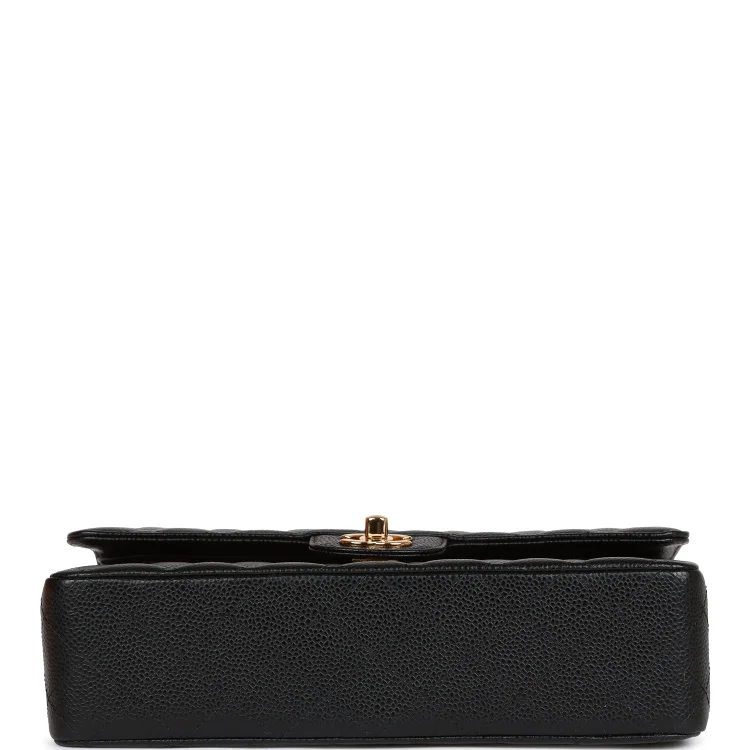 CC Medium Classic Double Flap Bag Black Caviar Gold Hardware - Image 5