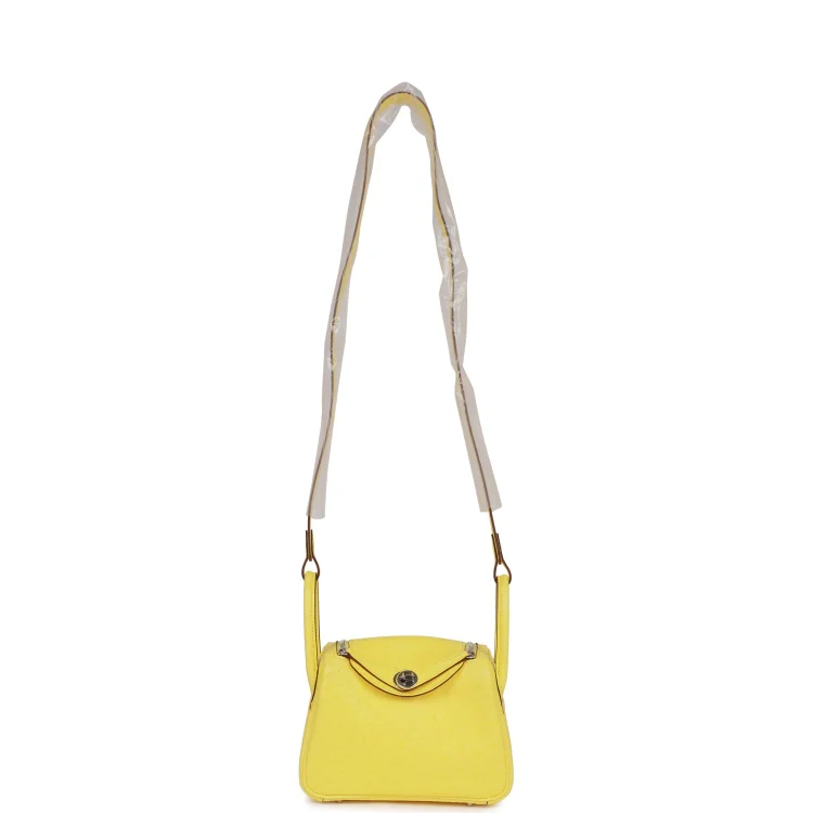 H Mini Lindy Jaune Citron Ostrich Palladium Hardware - Image 6