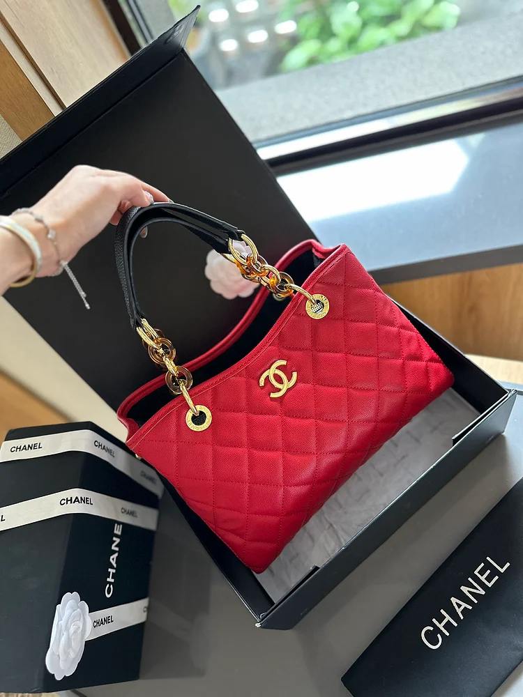 Cc new arrival vintage tote bag caviar leather size: 27cm - Image 15