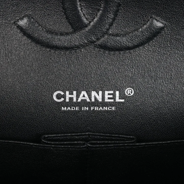 CC Medium Classic Double Flap Bag SO Black Crumpled Calfskin Black Hardware - Image 6