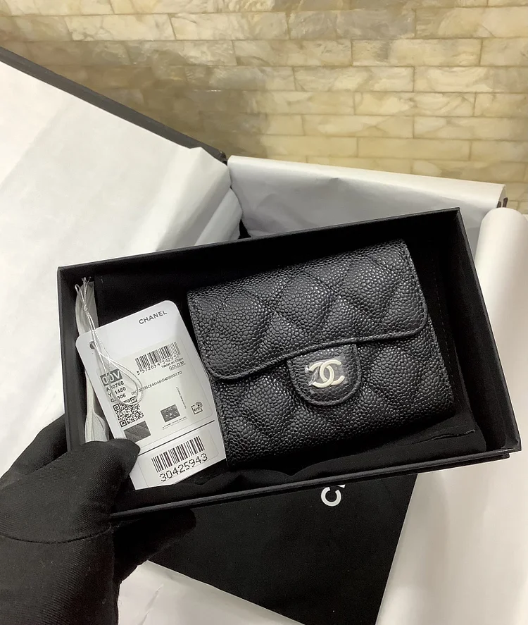 cc CO-CO Classic Card Holder 11cm/4.4in Silver Hardware For Women Black AP0214 Y01480 C3906 - Image 4