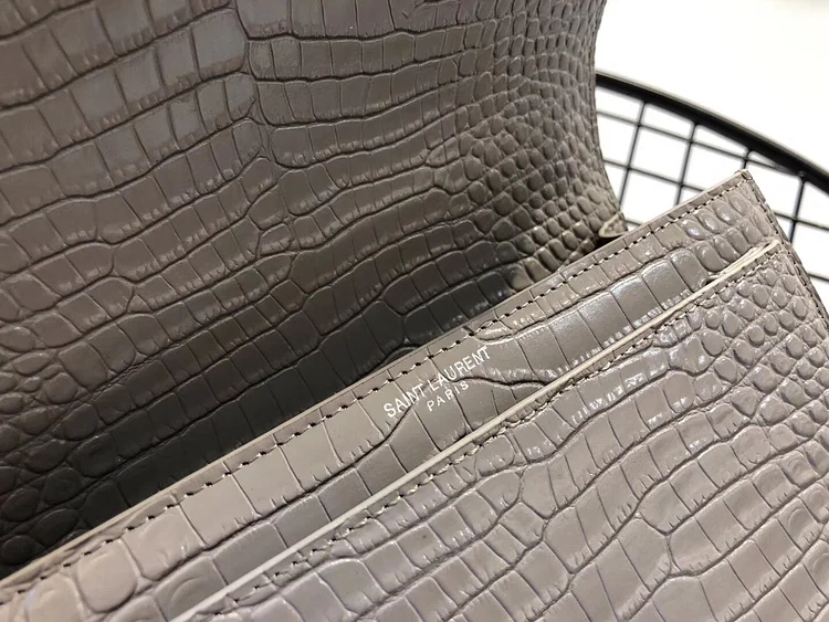 Y Medium Sunset In Crocodile Embossed Shiny Leather Bag - Image 5
