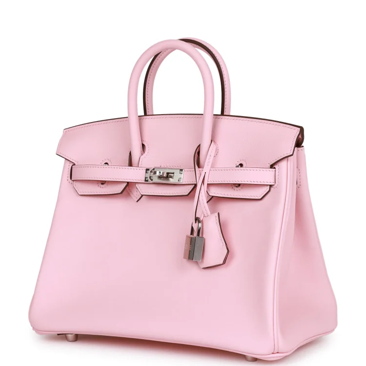 H Birkin 25 Rose Sakura Swift Palladium Hardware - Image 4