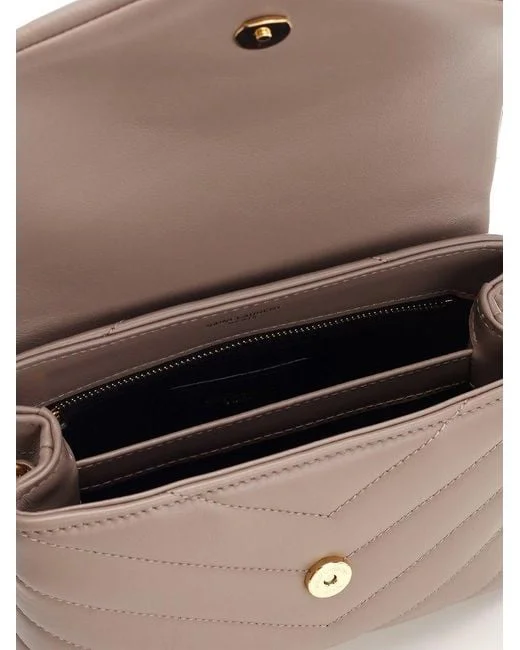 Y Loulou Toy Bag in Matelasse ??Y?? Leather in Greyish Brown - Image 6