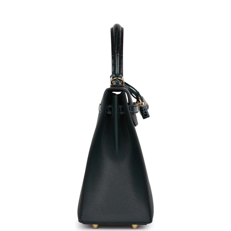 H Kelly Sellier 25 Vert Rousseau Madame and Shiny Niloticus Crocodile Touch Gold Hardware - Image 2