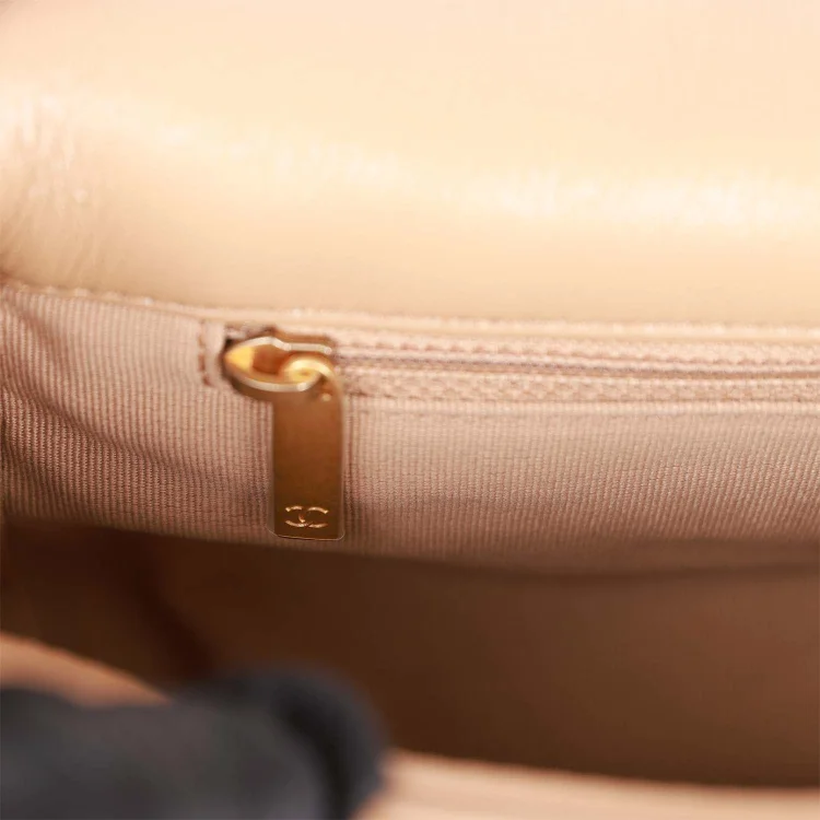 CC Medium 19 Flap Bag Beige Calfskin Mixed Hardware - Image 9