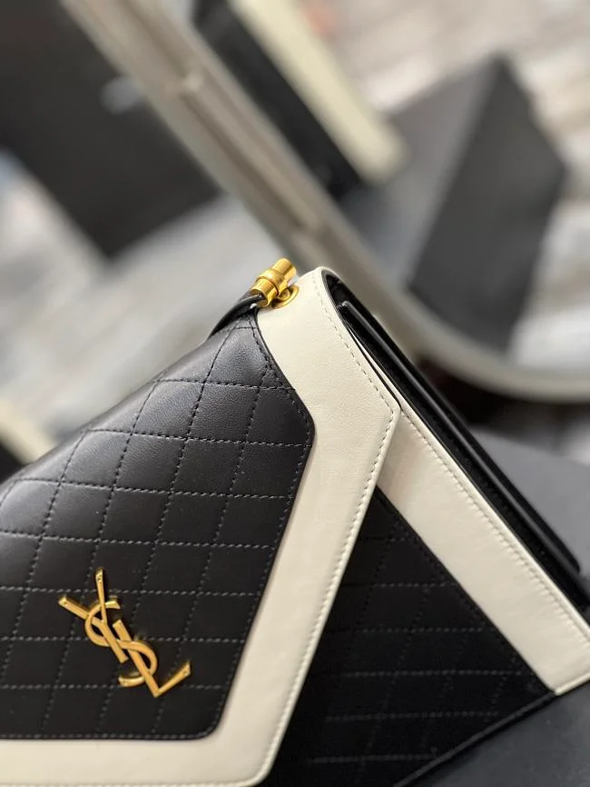 Y Gaby Satchel in Lambskin and Lamb Leather Black&White - Image 5