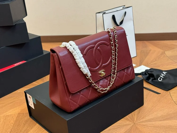 CC vintage jumbo red bag size : 34.23cm - Image 6