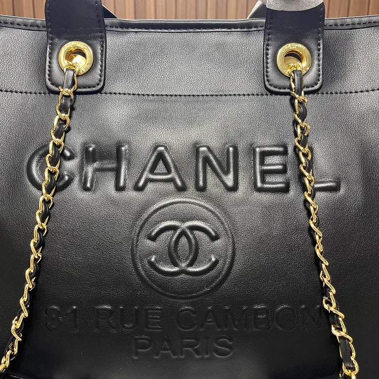 CC leather tote bag black/white size: 36.5/32/15 cm - Image 8