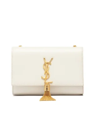 Y Kate Small Chain Bag with Tassel in Crocodile Embossed Shiny Leather