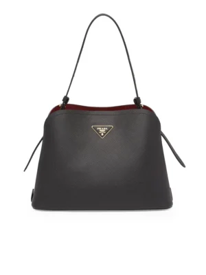 PP Saffiano Leather PP Matin??e Bag in Black