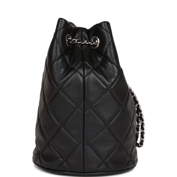 CC Mini Bucket Bag Black Lambskin Silver Hardware - Image 2