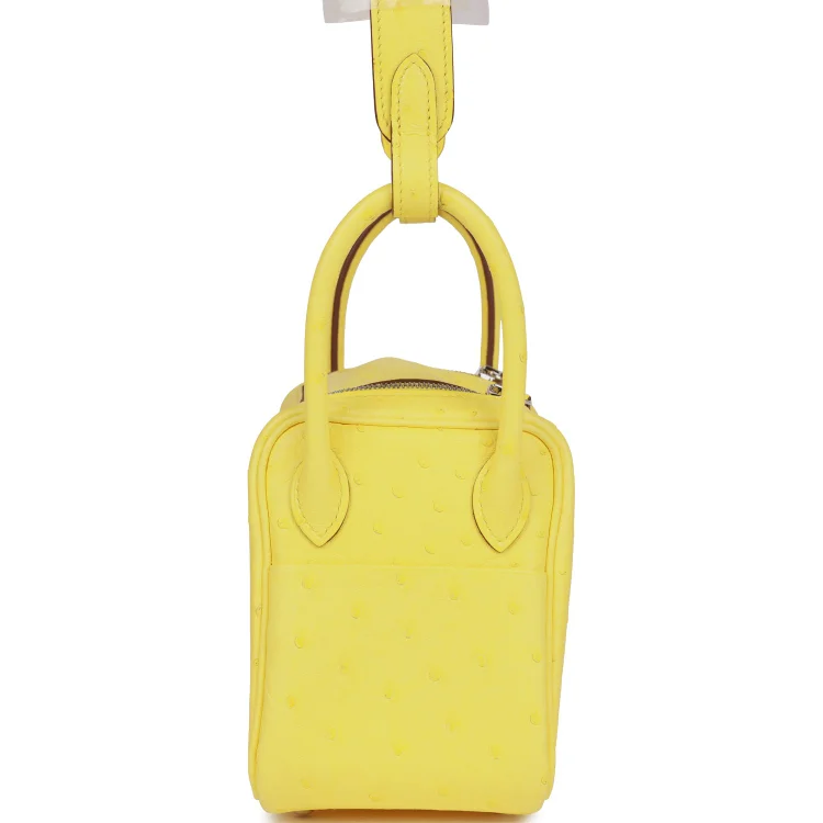 H Mini Lindy Jaune Citron Ostrich Palladium Hardware - Image 2