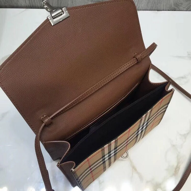 bb Small Vintage Check And Crossbody Bag Brown For Women, Women??s Bags 9in/24cm - Image 6