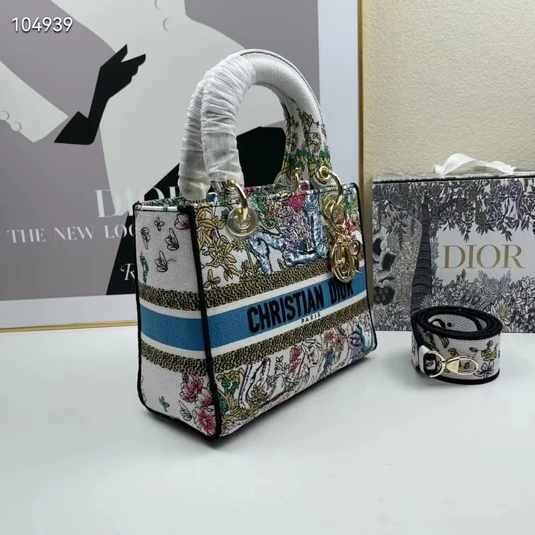 CD Women CD Medium Lady D-Lite Bag Latte Multicolor D-Constellation Embroidery - Image 3