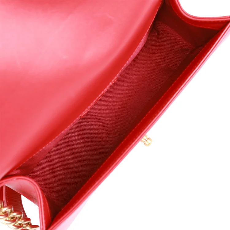 CC Medium Boy Bag Red Lambskin Antique Gold Hardware - Image 7