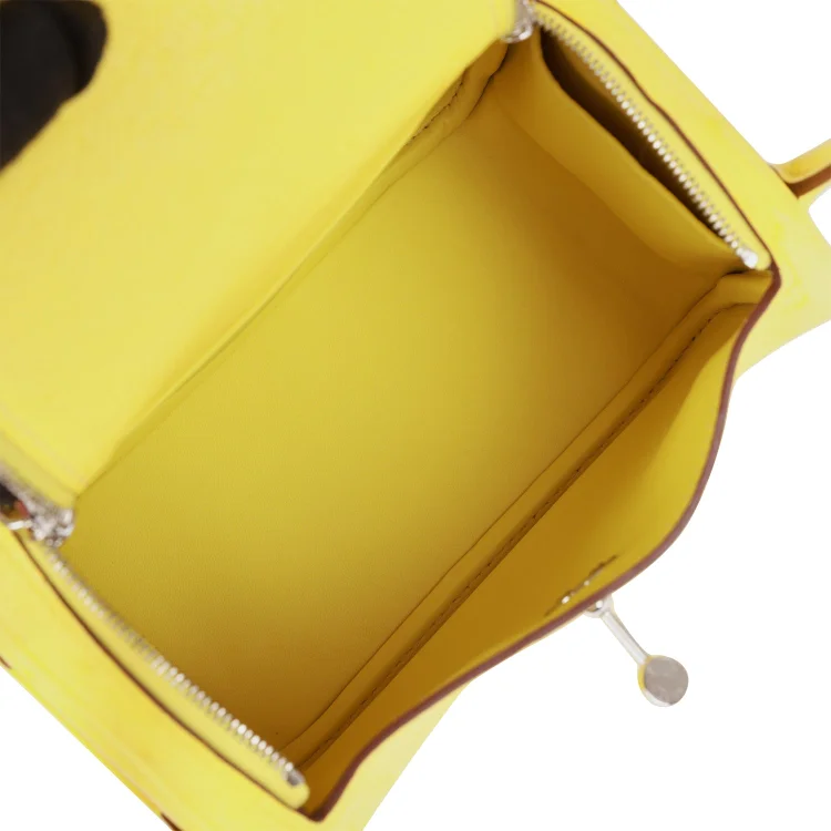 H Mini Lindy Jaune Citron Ostrich Palladium Hardware - Image 8
