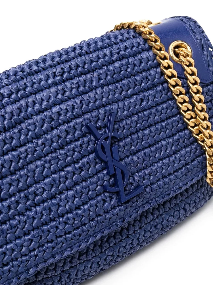 Y Niki Medium Chain Bag in Raffia and Leather - Image 4