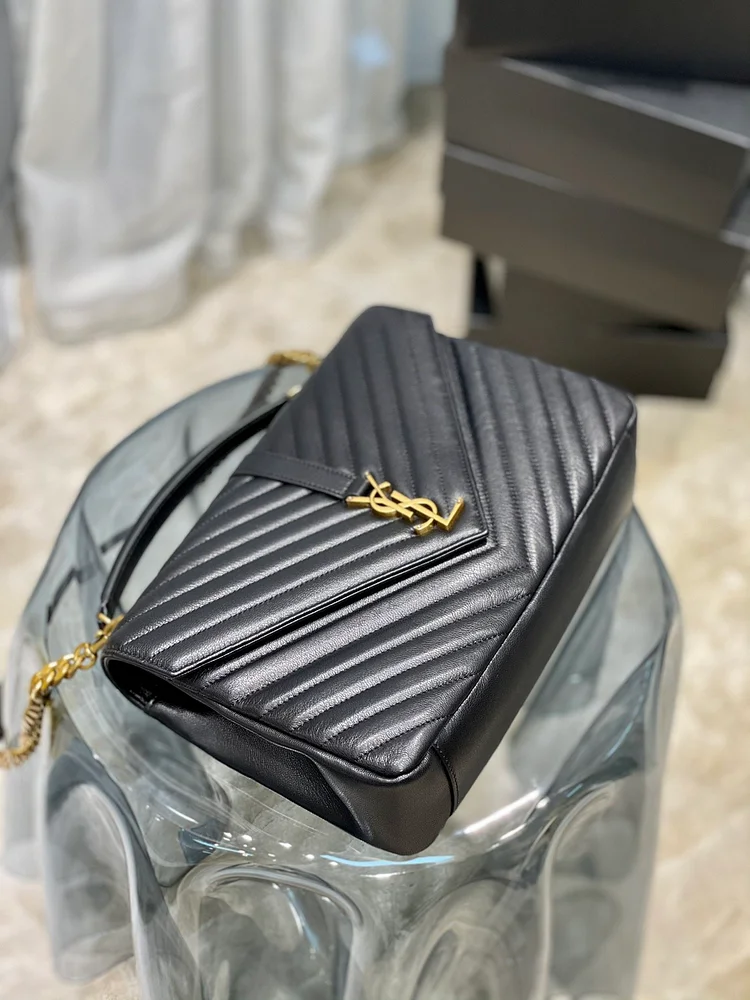 Y College Large Chain Bag Black With Gold Hardware - Image 6