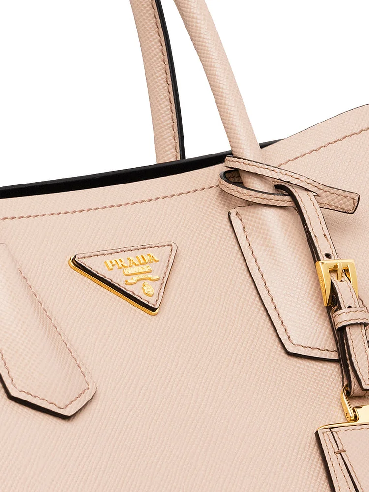 PP Small Saffiano Leather Double PP Bag in Powder Pink - Image 3