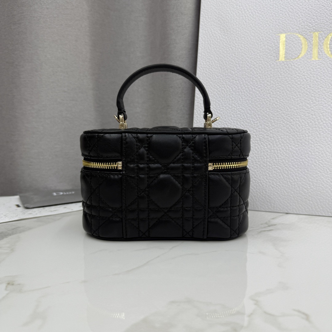 Dior Black Cannage Lambskin Leather Micro Lady Dior Vanity Case Gold Hardware Reps - Image 2