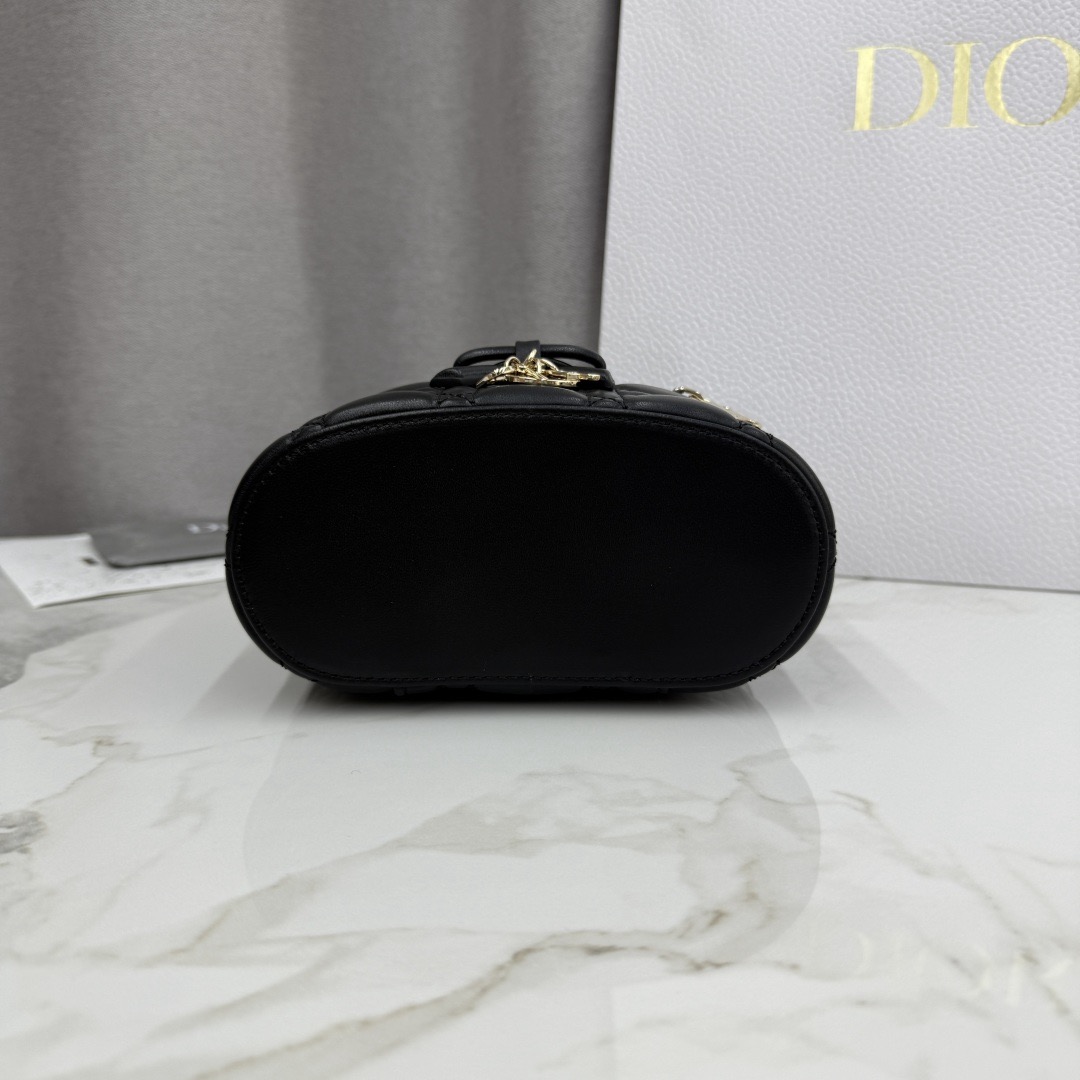 Dior Black Cannage Lambskin Leather Micro Lady Dior Vanity Case Gold Hardware Reps - Image 4