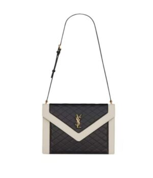 Y Gaby Satchel in Lambskin and Lamb Leather  Black&White