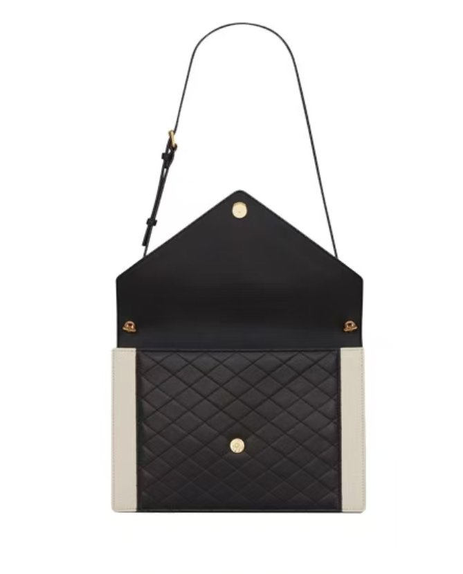 Y Gaby Satchel in Lambskin and Lamb Leather Black&White - Image 4