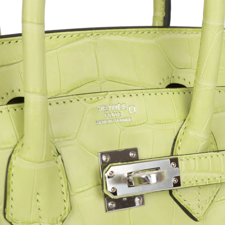 H Birkin 25 Jaune Bourgeon Matte Alligator Palladium Hardware - Image 6