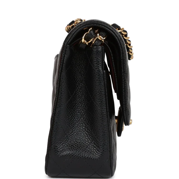 CC Medium Classic Double Flap Bag Black Caviar Gold Hardware - Image 2