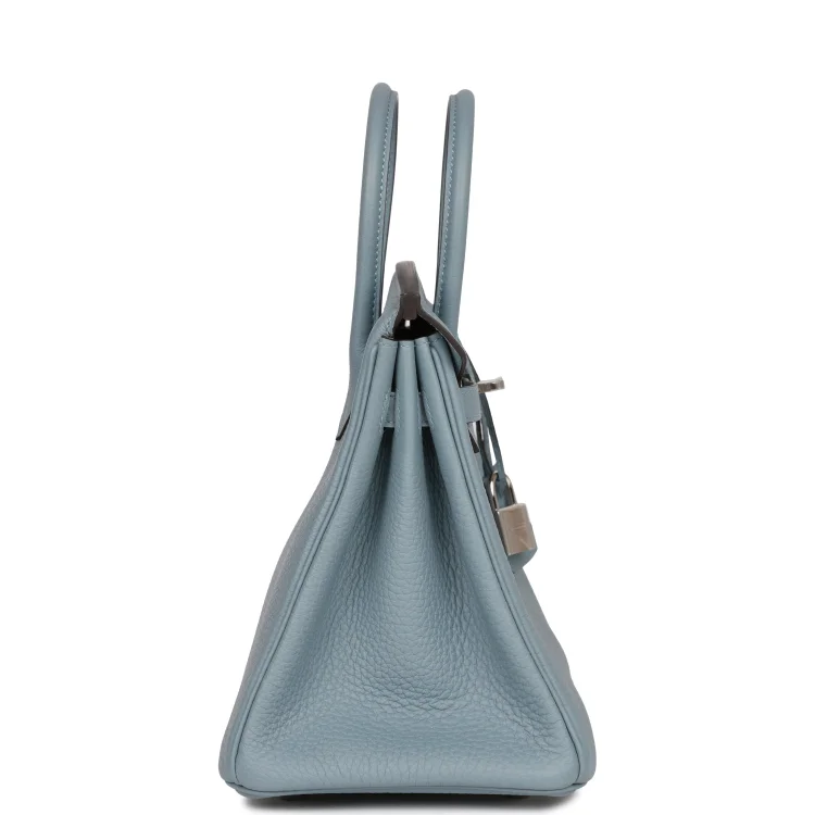 H Birkin 25 Bleu Lin Verso Togo Palladium Hardware - Image 2